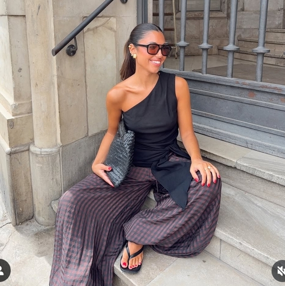 ZARA ZW COLLECTION GINGHAM BLOOMER PANTS - Picture 6 of 16